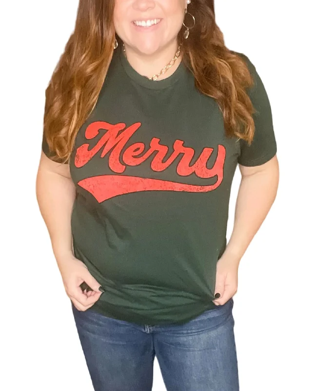 Merry Tee In Hunter Green Collared Crew Neck Turtle Neck