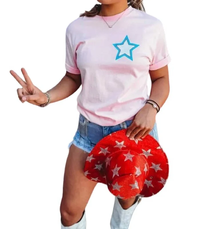 Oh My Stars Tee In Bubble Gum Pink Striped Floral Plaid