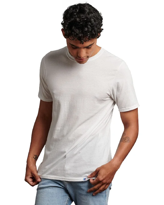 Russell Athletic Unisex Essential Performance T-Shirt | White Wool Fabric Cashmere Fabric Tweed Fabric