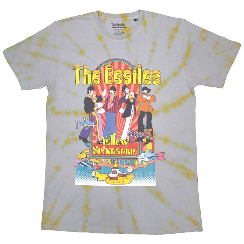 The Beatles | Official Band T-Shirt | Yellow Submarine Band & Fish (Wash Collection) Welt Pockets Slit Pockets Flap Pockets