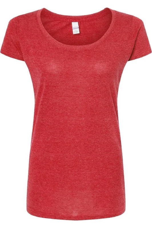 Tultex Women´s Poly-Rich Scoop Neck T-Shirt Welt Pockets Slit Pockets