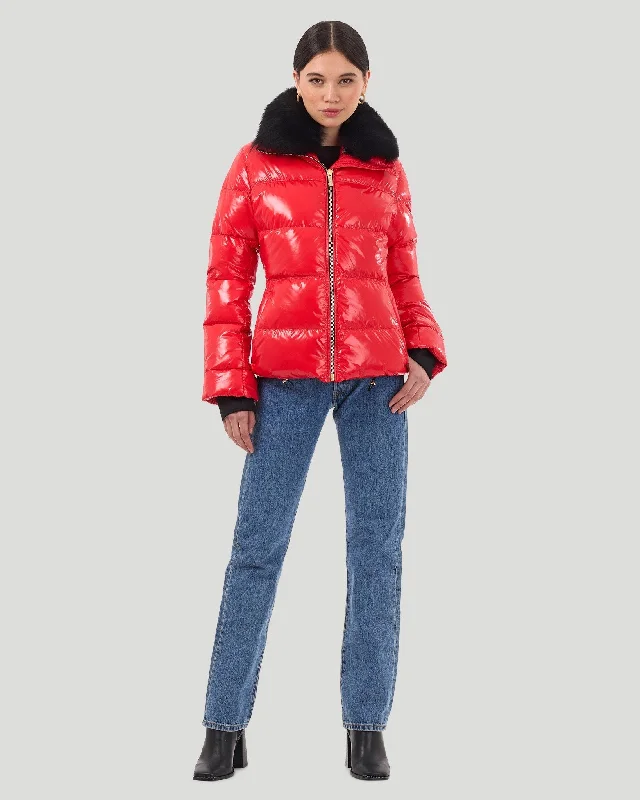 Apres-Ski Jacket with Detachable Toscana Shearling Lamb Collar Knit Fabric Woven Fabric Fleece Fabric