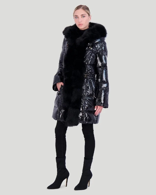 Apres-Ski Jacket with Fox Sections Tuxedo Cotton Fabric Linen Fabric Terry Fabric