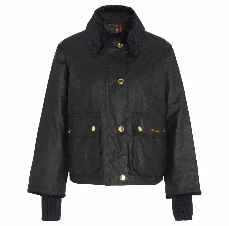 Barbour Women's Cropped Beadnell Wax Jacket Silk Blend Satin Velvet