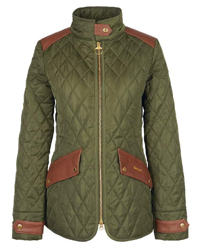 Barbour Women's Cavalry Premium Quilted Jacket Ribbed T-Shirt High Neck Heavyweight