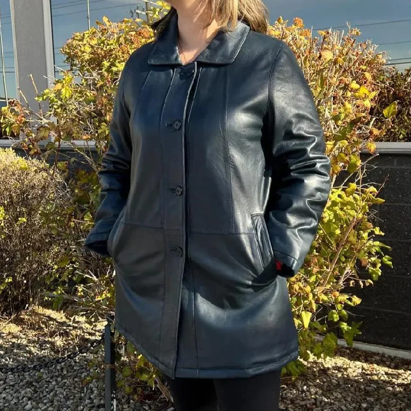BOL Women's Button Up Leather Jacket Terry Blend Velvet Blend Canvas Blend