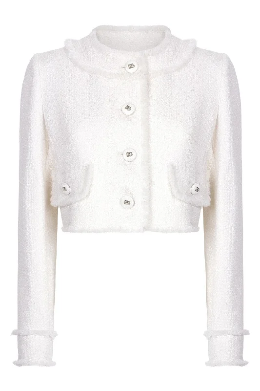 Cropped Button Up Jacket Boxy Fit Fitted Loose
