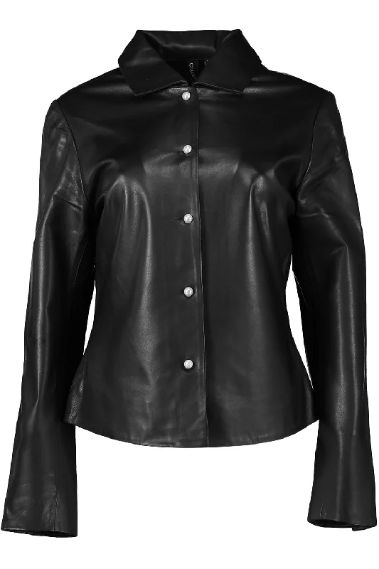 Shirt Jacket - Black Elasticated Padded Insulated