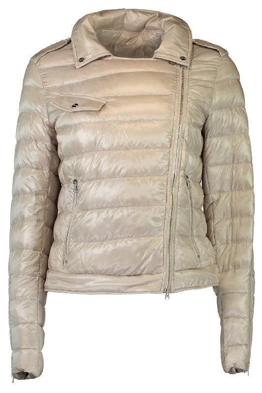 Nylon Moto Jacket - Chantilily Zippered Front Buttoned Front Snap Front