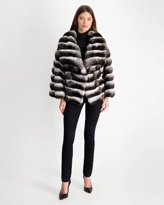 Horizontal Chinchilla Jacket Cozy Warm Stylish