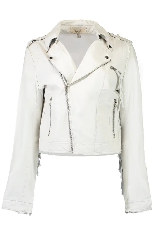 Tina Jacket - White Nylon Fabric Polyester Fabric Spandex Fabric