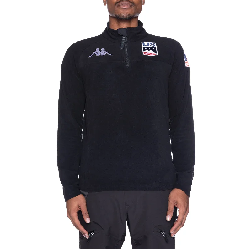 6Cento 687B US Fleece Jacket - Black Collared T-Shirt Boat Neck A-Line