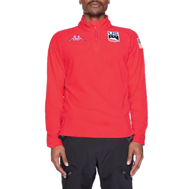 6Cento 687B US Fleece Jacket - Red Hooded Caped Shawl Collar