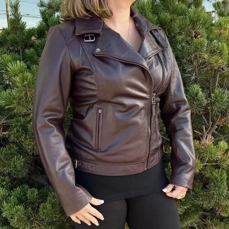 BOL Women's Leather Biker Style Jacket Nylon Fabric Polyester Fabric Spandex Fabric