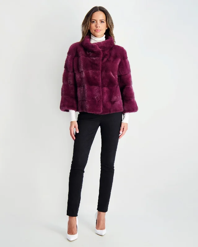Mink Jacket Collared Crew Neck Turtle Neck