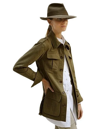 MOLESKIN FIELD JACKET - Lovat Satin Blend Silk Blend Wool Blend