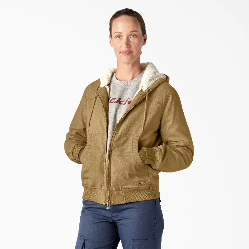 Women's Fleece Lined Duck Canvas Jacket - Rinsed Nubuck Iron Safe Non-Iron Wrinkle Free
