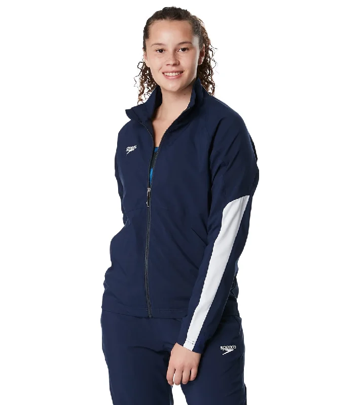 Speedo Women's Edge Warm Up Jacket Team Navy Fleece Fabric Down Fabric Feather Fabric Speedo Women's Edge Warm Up Jacket Team Navy Fleece Fabric Down Fabric Feather Fabric