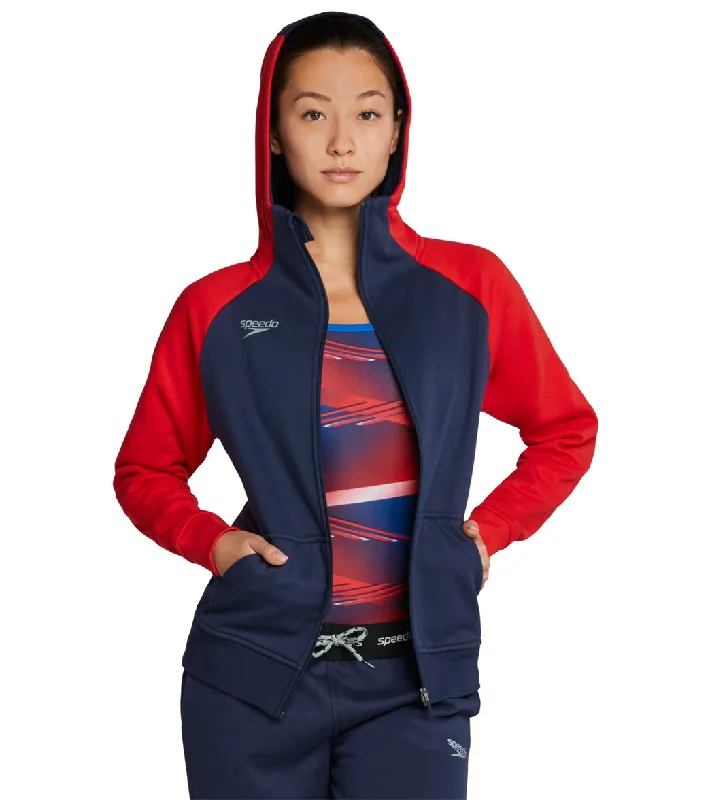 Speedo Women's Team Jacket Red/White/Blue Jersey Fabric Tulle Fabric Batik Fabric