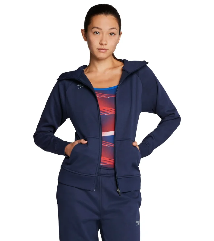 Speedo Women's Team Jacket Speedo Navy Notch Collar Peter Pan Collar Cowl Neck