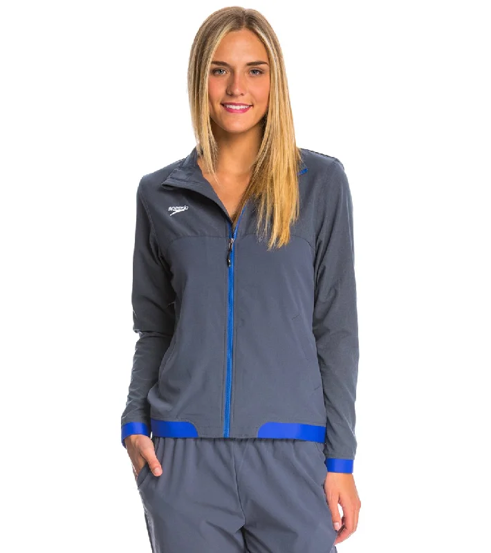 Speedo Women's Tech Warm Up Jacket Speedo Blue Silk Blend Satin Velvet
