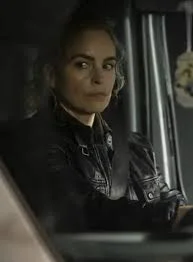 The Contractor Nina Hoss Leather Jacket Embroidered Appliqued Beaded