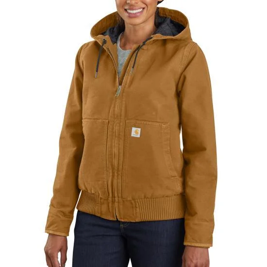 Women's Duck Active Jacket - Carhartt Brown V-Neck T-Shirt Long Sleeve Cotton