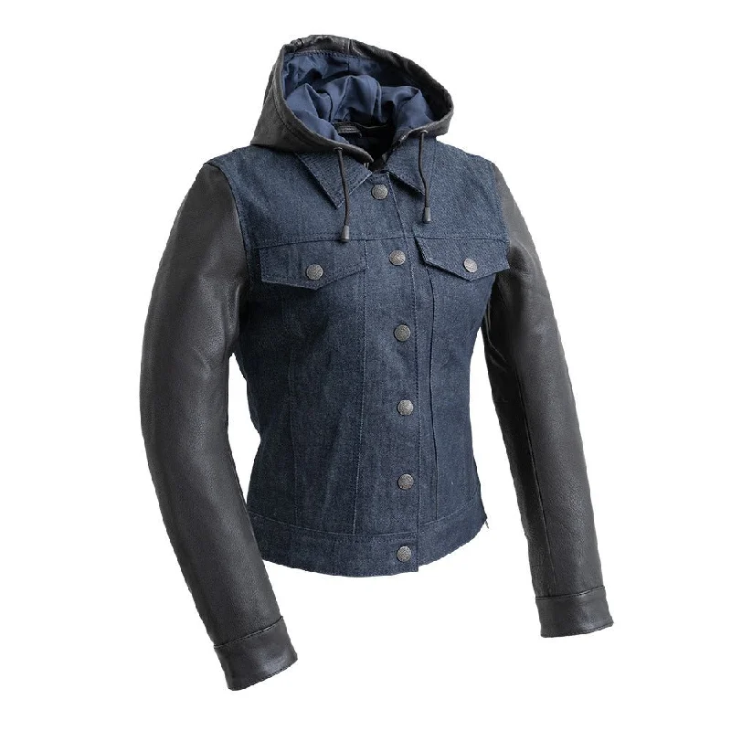 Holli - Motorcycle Denim/Leather Jacket Mesh Blend Leather Blend Suede Blend