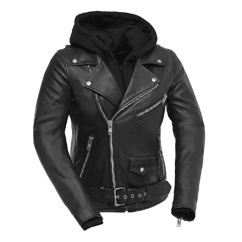 Ryman - Women's Motorcycle Leather Jacket Terry Blend Velvet Blend Canvas Blend
