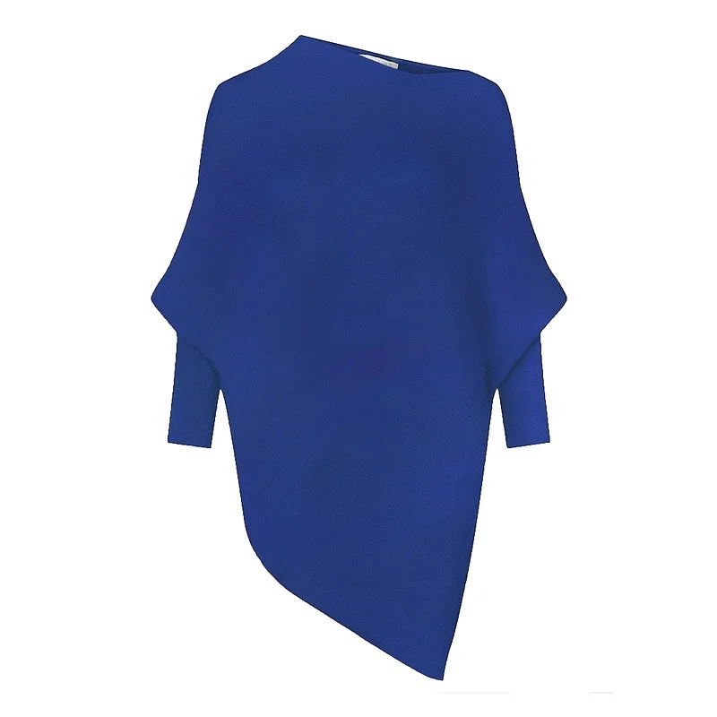 Emilie Asymmetric Jumper in China Blue Nylon Fabric Polyester Fabric Spandex Fabric