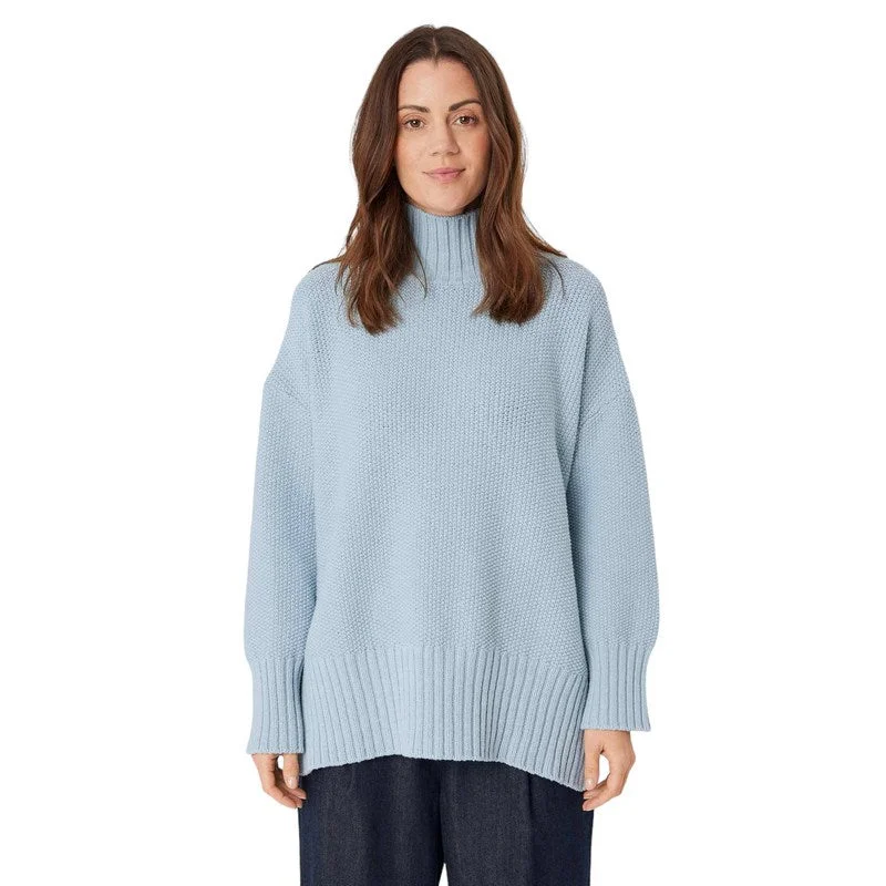 Frydah Cotton Mix Jumper in Blue Fog Mesh Fabric Canvas Fabric Denim Fabric