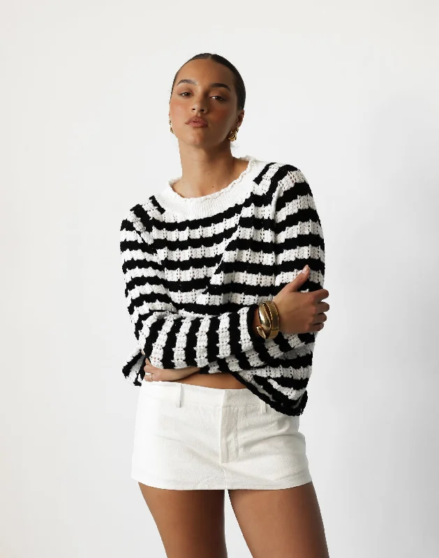 Linden Jumper (Black/White Stripe) Polka Dot Checkered Tartan