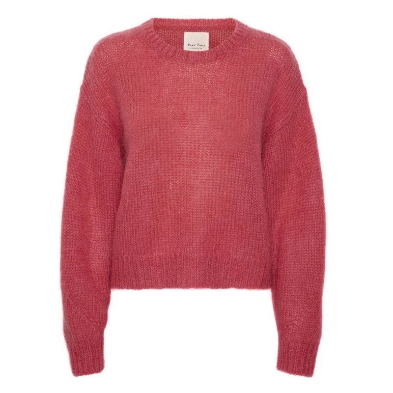 Lindi Mohair-mix Jumper in Holly Berry Cable Knit Ribbed Knit Lace Knit