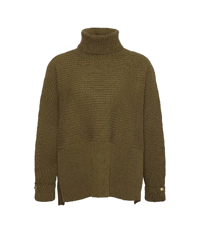 Roberta Roll Neck Jumper - Green Velvet Chenille Corduroy