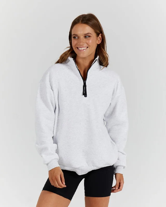 Muscle Republic | Sports 1/4 Zip Jumper - Snow Grey Solid Print Embellished