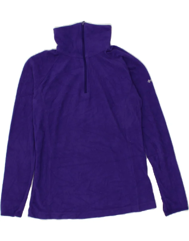 COLUMBIA Womens Zip Neck Fleece Jumper UK 10 Small Purple Polyester Fleece Fabric Down Fabric Feather Fabric