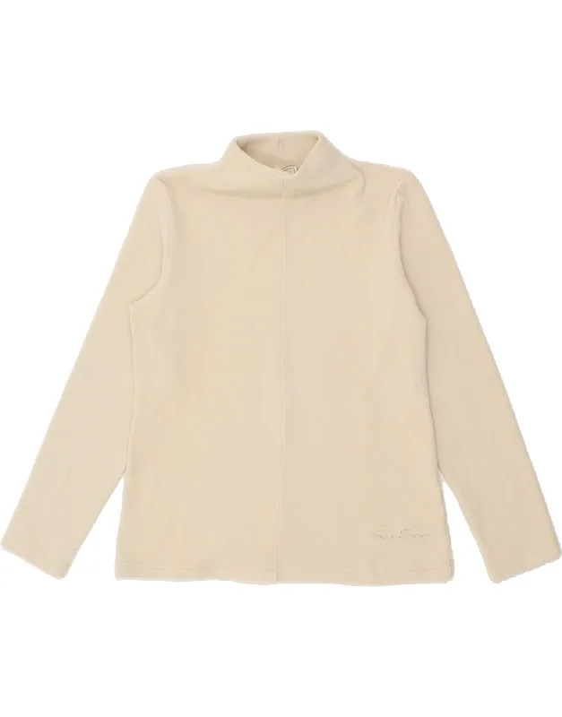 CONTE OF FLORENCE Womens Fleece Jumper UK 14 Medium Beige Polyester Toggled Drawstring Belted