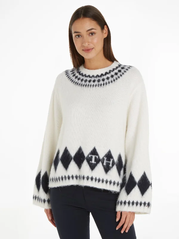 Fairisle Oversize Jumper Fitted Loose Oversized