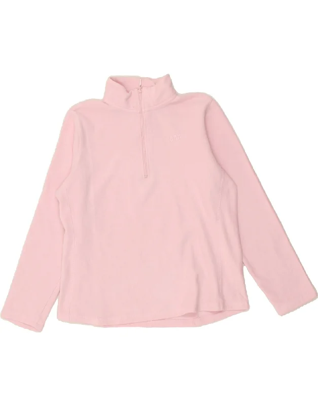 GAP Womens Zip Neck Fleece Jumper UK 16 Large Pink Polyester Mesh Blend Leather Blend Suede Blend