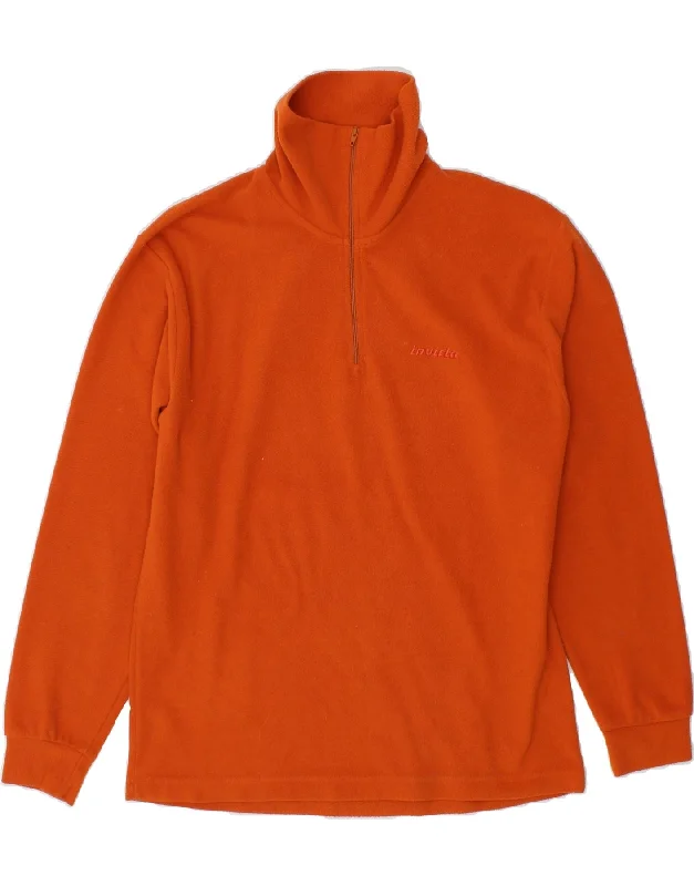 INVICTA Womens Zip Neck Fleece Jumper UK 10 Small Orange Polyester Stretchy Elastic Breathable