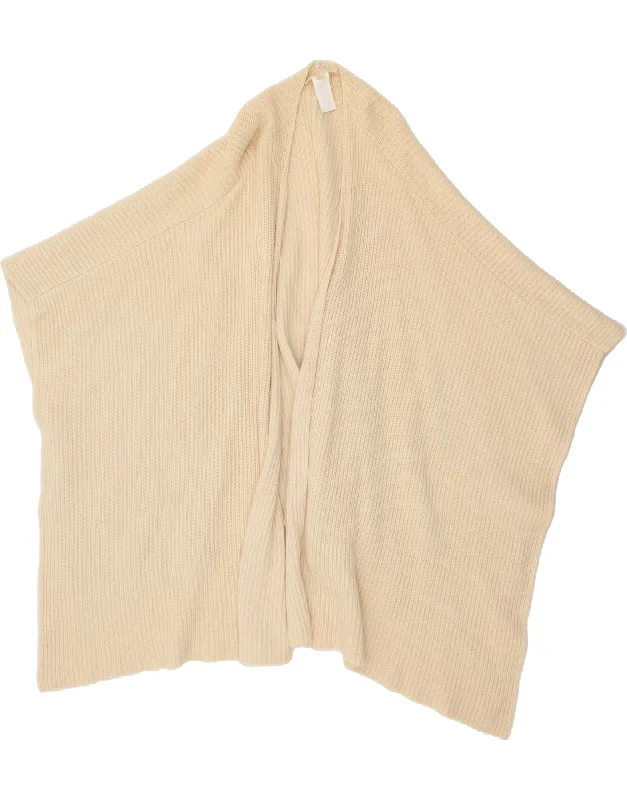 MICHAEL KORS Womens Poncho Jumper UK 10 Small Beige Cotton Lace Blend Ribbed Blend Corduroy Blend