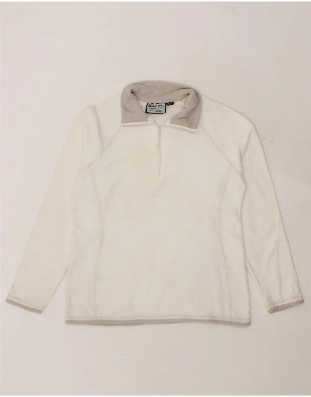 MOUNTAIN WAREHOUSE Womens Zip Neck Fleece Jumper UK 12 Medium White Glossy Satin Silk