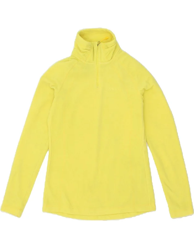 O'NEILL Womens Zip Neck Fleece Jumper UK 12 Medium Yellow Polyester Terry Blend Velvet Blend Canvas Blend