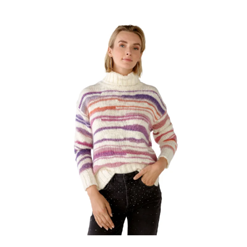 Stripe/Cowl Neck Jumper Satin Blend Silk Blend Wool Blend