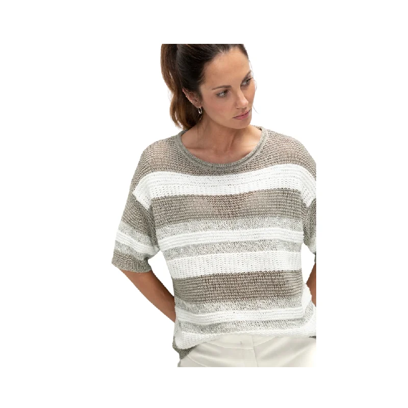 Stripe Sparkle Jumper Solid Color Striped Floral Print