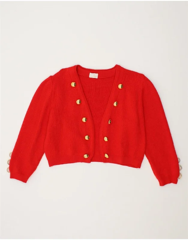 VINTAGE Womens Oversized Loose Fit Bolero Jumper EU 40 Medium Red Terry Terry Cloth Terry Knit