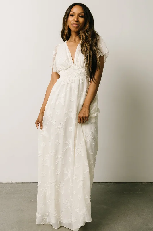 Evelyn Smocked Maxi Dress | Off White Classic Solid Maxi Dress