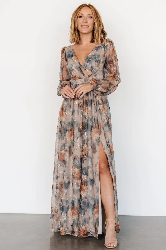 Helene Maxi Dress | Jade Multi Cozy Ruffle Sleeve Maxi Dress