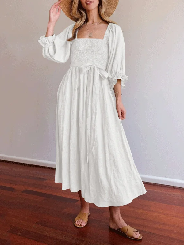 Latern Sleeve Reversible Maxi Dress Stylish Off-Shoulder Maxi Dress