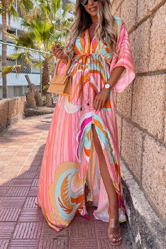 Lilipretty My Dearest Darling Rainbow Maxi Dress Cozy Wrap Maxi Dress